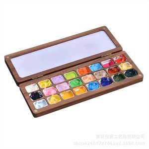 Caja de pintura de acuarela de madera maciza, 18 colores, tapa magnética, set de arte para manualidades infantiles - Product Image 4