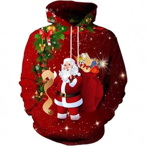 Vente en gros de sweat-shirt à capuche de Noël en coton de haute qualité avec logo personnalisé impression numérique Père Noël pour la mode tendance unisexe - Product Image 3