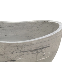 Baignoire autoportante en marbre, forme ovale, gris clair, rebord ondulé, pierre naturelle sculptée pour salle de bain et hôtel