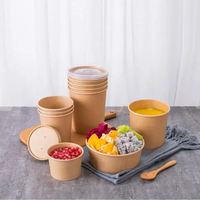 100% Respectueux de l'environnement biodégradable artisanat simple paroi soupe tasse bol jetable de qualité alimentaire étanche conteneur pour nouilles soupe autres