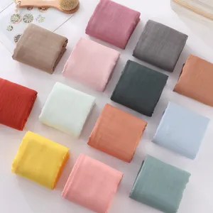 Infant Newborn Plain Dyed Bamboo Cotton baby Swaddle Blanket Muslin