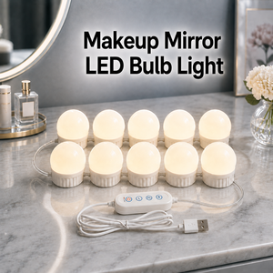 USB LED Modern Indoor Vanity <b>Mirror</b> <b>Light</b> with Suction Cups 10 Bulbs 3 <b>Light</b> Colors Dimmable Makeup <b>Mirror</b> <b>Lighting</b> Kit - Product Image 2