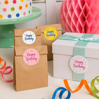 Étiquettes cadeaux d'anniversaire personnalisées, autocollants adhésifs en papier, étiquettes de scellage pour emballages cadeaux, cadeaux de fête