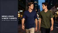 T-shirts à manches courtes en jersey brodé uni 100% coton 220g pour homme, col en V, lot de 2