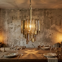 Lustre vintage en verre de Murano, luminaire suspendu cylindrique ambré, éclairage de plafond, lustre pour salon
