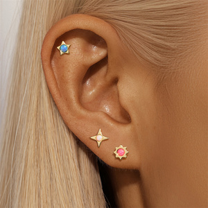 Trendy 18K Gold Plated 925 Sterling <b>Silver</b> Zircon Flower <b>Stud</b> & Hoop <b>Earring</b> <b>Set</b> for Women-Wedding Party Gift - Product Image 6