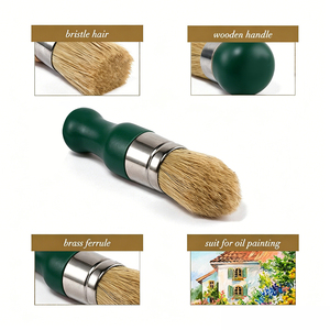 Pinceaux à peinture en poils naturels en gros, manche en bois, pour meubles, murs, bricolage, artisanat, fournitures artistiques - Product Image 2