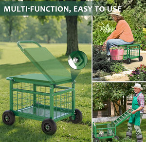 Chariot <span class=keywords><strong>de</strong></span> jardin en métal robuste avec roues, design pliable, <span class=keywords><strong>sac</strong></span> à outils pour les personnes âgées, utilisation en extérieur, <span class=keywords><strong>pelouse</strong></span>, patio, jardinage - Product Image 3