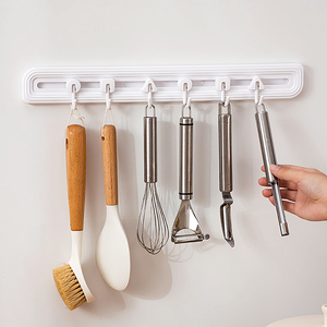 Accesorios para el hogar, ganchos de plástico montados en la pared, estante de almacenamiento de cocina colgante Flexible extraíble, organizador de ropa de doble propósito - Product Image 3