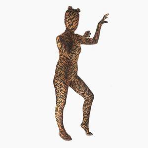 Combinaison Zentai intégrale pour adulte à imprimé animal avec oreilles et queue pour Halloween, cosplay et fêtes à thème - Product Image 6