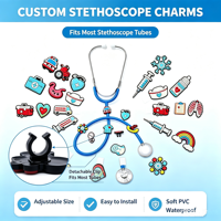 Breloques personnalisées en PVC souple pour stéthoscope, accessoires détachables DIY pour ambulance, seringue, chapeau d'infirmière, clips pour tube de stéthoscope