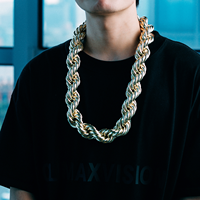 Nouveau Collier Chaîne Corde XXL Plaqué Or 14K 30mm – Bijoux Hip Hop Tendance