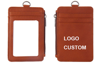 Pemegang kartu kalung bisnis ID kulit Pu lencana leher Lanyard dompet bertali dompet
