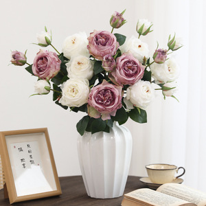 De La Roche Rose <b>Artificial</b> Flower <b>Bouquet</b> Pink Silk High Simulation Wedding Decoration Prop - Product Image 2