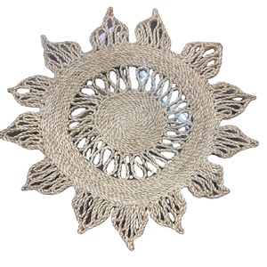 Mantel Individual de yute personalizado de lujo hecho a mano, redondo Natural con Material de bambú de encaje para decoración de mesa, MOQ, exportación desde Bangladesh - Product Image 3