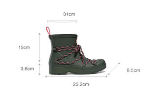 New <strong>Women</strong> <strong>Ankle</strong> Rain <strong>Boots</strong> with DIY Decorative Laces Waterproof Outdoor Shoes Factory Customizable Sample Service Gumboot - Product Image 6