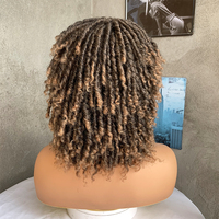 Perruques synthétiques courtes LIWANGLONG HAIR en fausses locks et dreadlocks, 13 pouces, résistantes à la chaleur, avec bonnet en maille élastique, tresses africaines afro