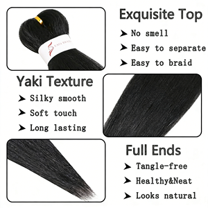 X/P 52 Pollici 180g Materiale in Fibra Coreana per <span class=keywords><strong>Trecce</strong></span> <span class=keywords><strong>Africane</strong></span>, Extension per <span class=keywords><strong>Capelli</strong></span> EZ Braiding, <span class=keywords><strong>Capelli</strong></span> Yaki Pre-Stirati per Intrecciare, Ingrosso - Product Image 4