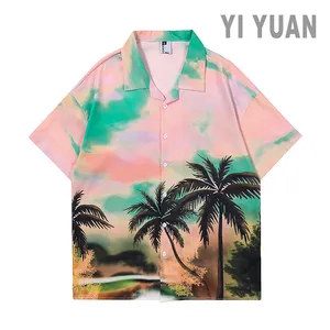 Odm estilo étnico estampado camisas hawaianas playa hawaiana señoras camisetas para diseñador camisa hawaiana