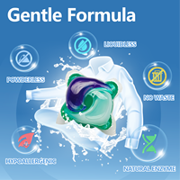 Capsules de lessive en gel concentrées écologiques 3D à double couche et trois compartiments, 10 fois plus puissantes, parfum floral naturel pour les vêtements