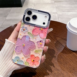 เคสโทรศัพท์ลายผีเสื้อเลนส์เพชร IMD สีฟ้า สำหรับ iPhone 17Air 16plus 15promax 14 13 12 11 ลายดอกไม้ ฝาหลัง ขายส่ง - Product Image 6