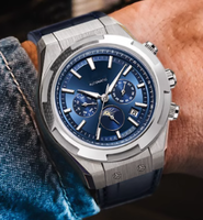 Montres automatiques mécaniques en acier pour hommes, design personnalisé, calendrier phases solaires, pour marque privée