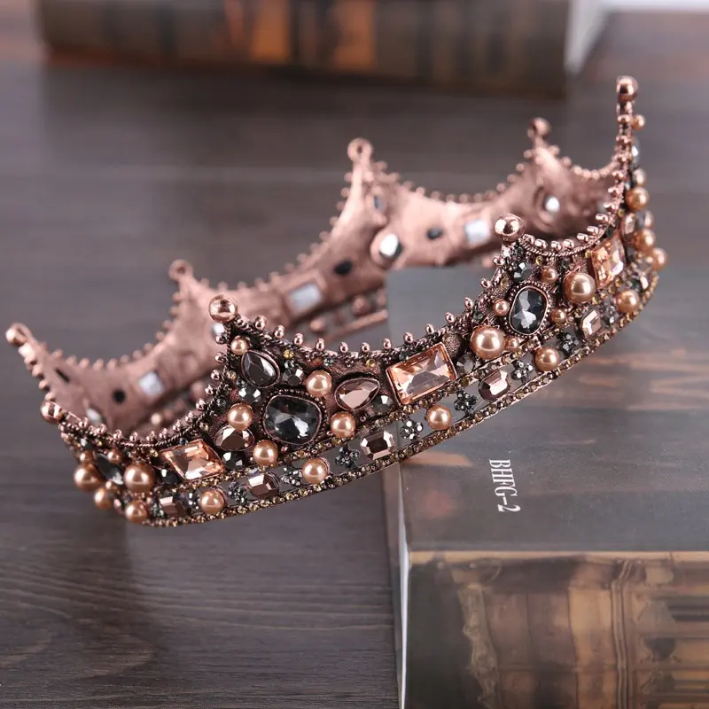 Bridal Hair Jewelry Full Circle Beads Pearl Crystal Tiaras Crowns Diadem Headpiece Women Wedding Hair Accessories
