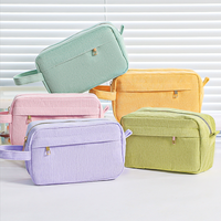 Trousse à crayons en velours côtelé multicolore, sac de rangement portable pour papeterie, pochette à fermeture éclair de grande capacité pour fournitures scolaires