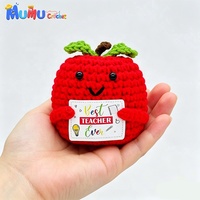 Boneka Amigurumi Apel Merah Rajutan Katun Buatan Tangan, Mainan Boneka Buah Rajut, Dekorasi Meja Lucu, Hadiah, Grosir Kustom