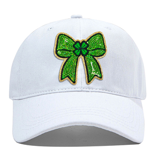หมวกแก๊ป Lucky Green Heart Bling สำหรับวันเซนต์แพทริก สีขาว ผ้าโพลีเอสเตอร์ทั่วไป ปรับขนาดได้ หมวกเบสบอลกันแดดสำหรับผู้หญิง ใช้ได้ทุกฤดู - Product Image 2