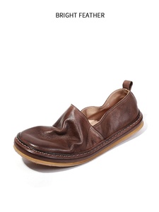 BRIGHT FEATHER Zapatos de Pescador Italianos Hechos a Mano en Cuero de Caballo, Mocasines Casuales de Verano para Hombre, Transpirables, Sin Cordones, con Forro de Suela Suave - Product Image 1