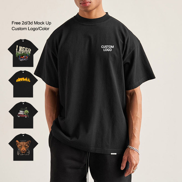 Streetwear Drop Shoulder Heavyweight Cotton Boxy Fit T Shirt Custom Design Oversized Graphic T-shirts for Men
