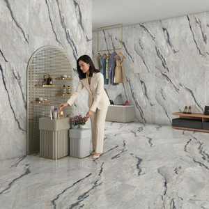 Azulejos de porcelana pulida Victoria Sterling de 800x1600 mm para suelo y pared, diseño elegante en gris, 80x160 cm - Product Image 3