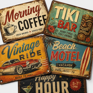Panel de Aluminio Personalizado al por Mayor, Decoración de Pared con Impresión UV, Temática de Garaje, Juegos, Cerveza, Estilo Vintage a Todo Color - Product Image 2