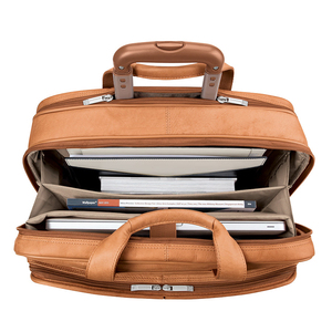 Maletín de Cuero Marrón con Ruedas de Fábrica OEM, Organizador para Portátil, Bolsos con Asa de Rodillo, Estuche de Cuero Vintage, Bolsa de Cuero Premium - Product Image 2
