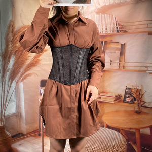 Ceinture corset Jacquard pour femmes sous le buste désossé à lacets <span class=keywords><strong>Bustier</strong></span> Waspie ceinture pour Renaissance Steampunk <span class=keywords><strong>Pirate</strong></span> ferme respirant - Product Image 2