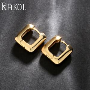Rakol ต่างหูสตรีทำจากสแตนเลสสตีลห่วงกลมหนาชุบทอง CC hie EP5575 - Product Image 5