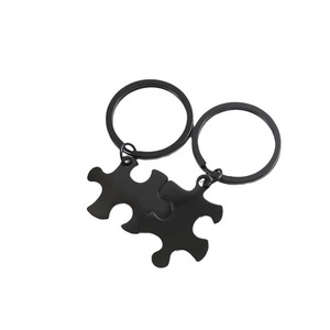 Porte-clés en acier inoxydable Ywyougang en forme de pièce de puzzle pour couple, ensemble de porte-clés personnalisable gravable pour meilleurs amis et cadeaux - Product Image 2