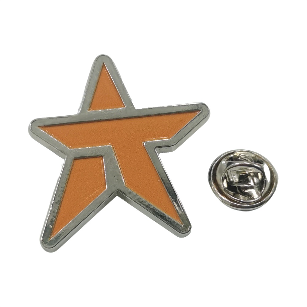 Badge épinglette en métal étoile émail doux avec logo personnalisé en gros