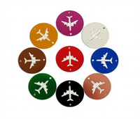 Étiquette de bagage ronde en aluminium personnalisée de 6 cm, souvenir promotionnel avec gravure au laser et impression sérigraphique, finition anodisée
