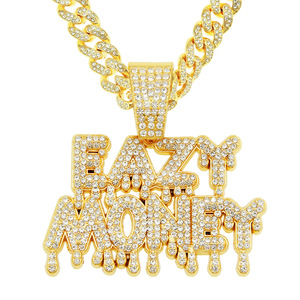 2026 New Creative Splicing Water Drop Letter Pendant Necklace Cool Hiphop <b>Cuban</b> <b>Link</b> <b>Chain</b> Necklace Fashion Jewelry Wholesale - Product Image 1