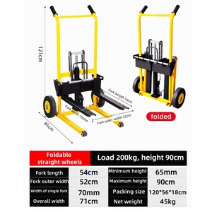 מיני מתקפל ביד-הידראולי מלגזה 200 ק "ג עומס משקל קל משקל משאית הרמה קטנה עבור מחסן בית המלאכה - Product Image 6