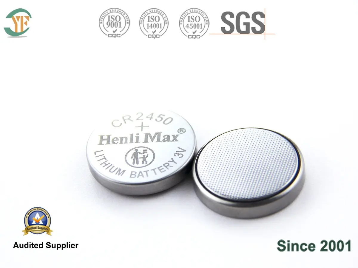 Henli Max CR2450 3V lithium Coin Cell pin cấp công nghiệp cho chìa khóa xe điều khiển từ xa thiết bị thông minh & công cụ điện