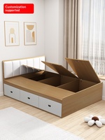 Lit Tatami Minimaliste Moderne Sans Tête de Lit, Style Plateforme, Cadre de Lit Simple avec Boîte de Rangement Haute, 12/135/18 Mètres, Personnalisable