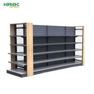 Gondola Supermarket Shelving Wood Solid <b>Shelf</b> 6 Tier Wall Mount Heavy Duty Adjustable Retail Display <b>Rack</b> - Product Image 2