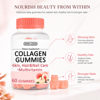 Gummies à la biotine et au collagène pour la beauté des cheveux, de la peau et des ongles, enrichies en vitamine C, saveur pêche, 60 unités, complément beauté pour femmes, marque privée OEM