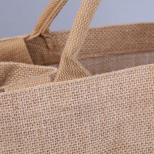 Bolsa de Yute Ecológica con Logotipo Personalizado, Bolsa de Playa Reutilizable de Arpillera Laminada, Bolsas de Compras de Hesse con Patrón de Letras Impresas en Serigrafía - Product Image 3