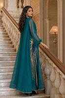 Robe longue modeste de luxe en polyester avec broderie de sequins, col montant et manches transparentes, idéale pour l'Aïd, les mariages et les grandes occasions (Abaya)