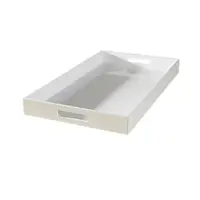 Plateau de service en acrylique, débardeur blanc, 12x11x20 pouces, avec 2 poignées