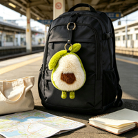 Porte-clés en fourrure de lapin Rex, breloque de sac en peluche mignonne en forme de fruit, pendentif moelleux, accessoire de sac à main, vente en gros, OEM, ODM, personnalisé